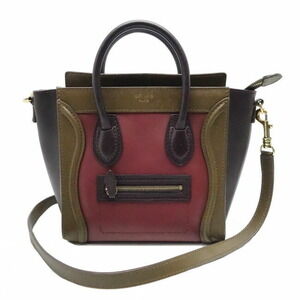 Celine Shopper Handbag Calfskin Brown Olive Green burgundy Red